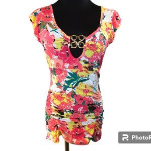 South Pole Collection Floral Bodycon Top Size M